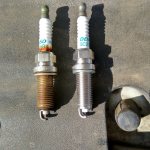 Old and new spark plugs for Corolla 150
